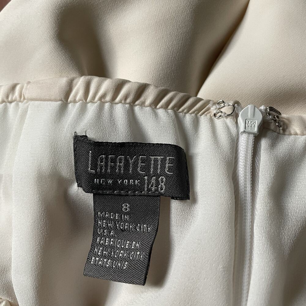 Lafayette 148 Silk Cream Ivory Dress Pants Womens 8 Silk Crepe High Waist Vtg 90 - Picture 3 of 10